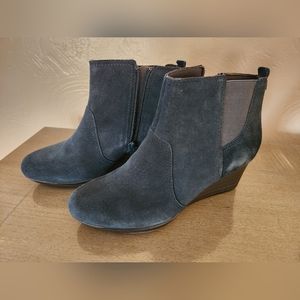 Gently used Blue Mallard Suede Leather Wedge Boots - Size 8.5